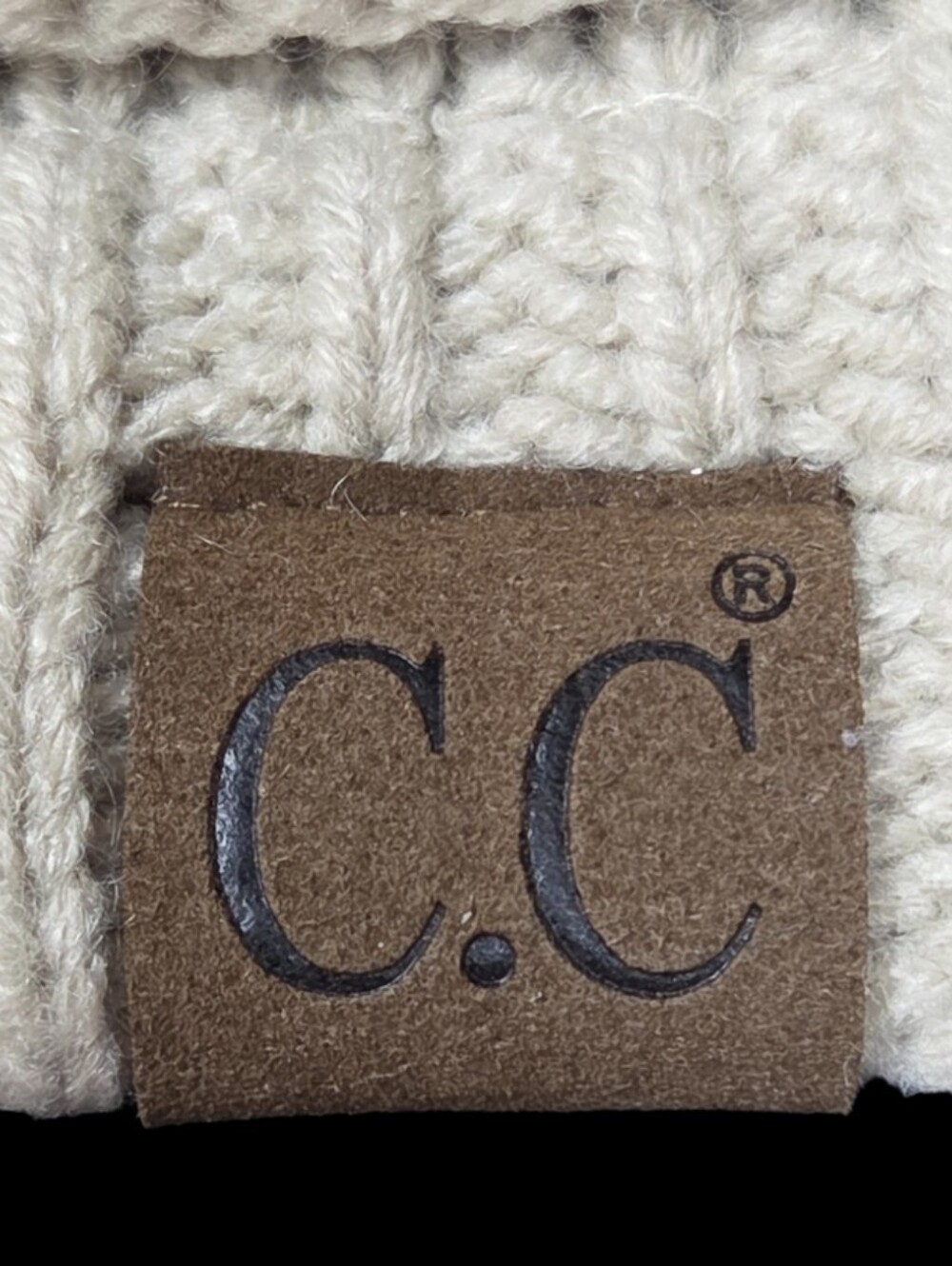 Unisex C.C. Beanie Classic Lt. Beige/Cream Cable-Knit Design With A Ribbed Cuff - Picture 2 of 7